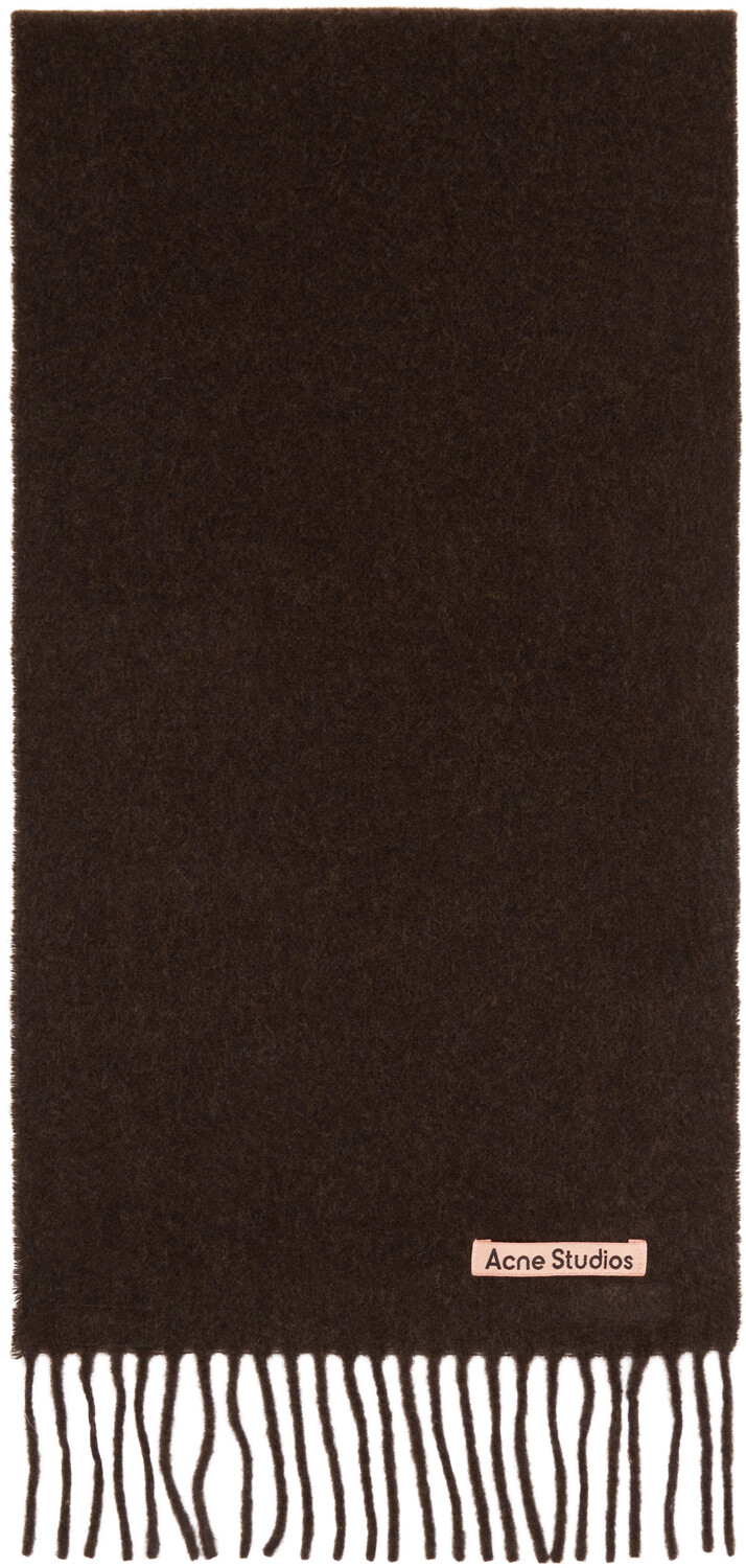 

Коричневый узкий шерстяной шарф с бахромой Acne Studios, Brown melange