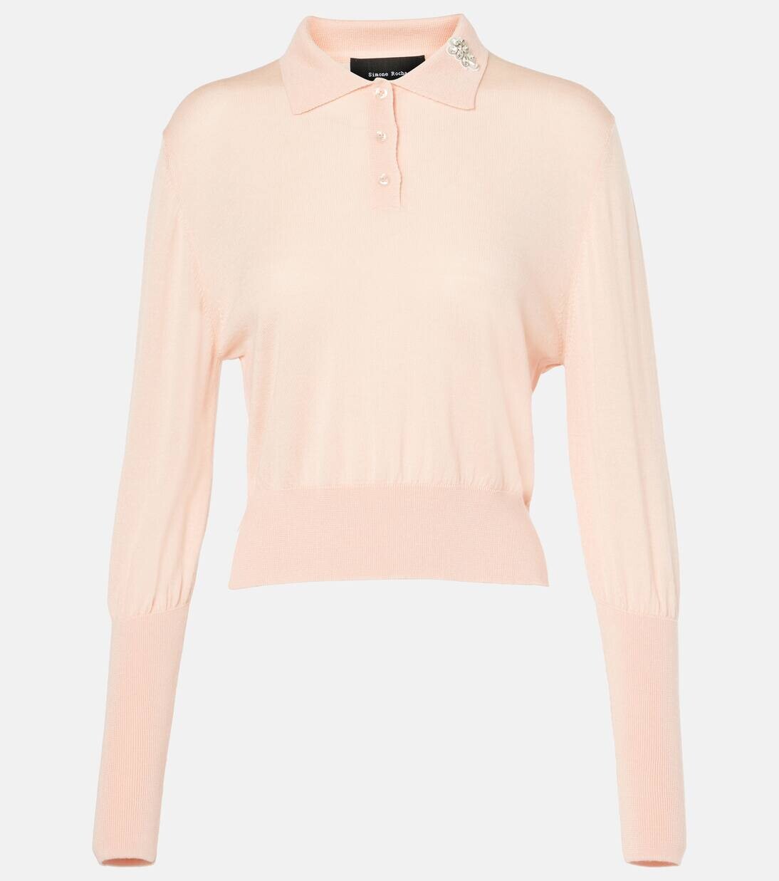 

Свитер-поло из шерсти и шелка Simone Rocha, цвет pale pink/clear