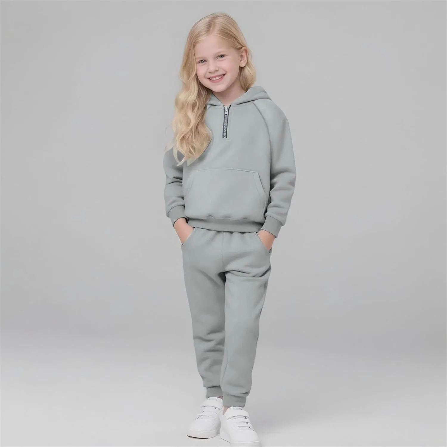Детский спортивный костюм флисовый Generic, 2 предмета, Light Ashy — фото 4