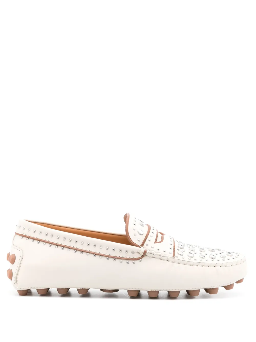 Лоферы Gommino Macro с заклепками TOD'S, белый