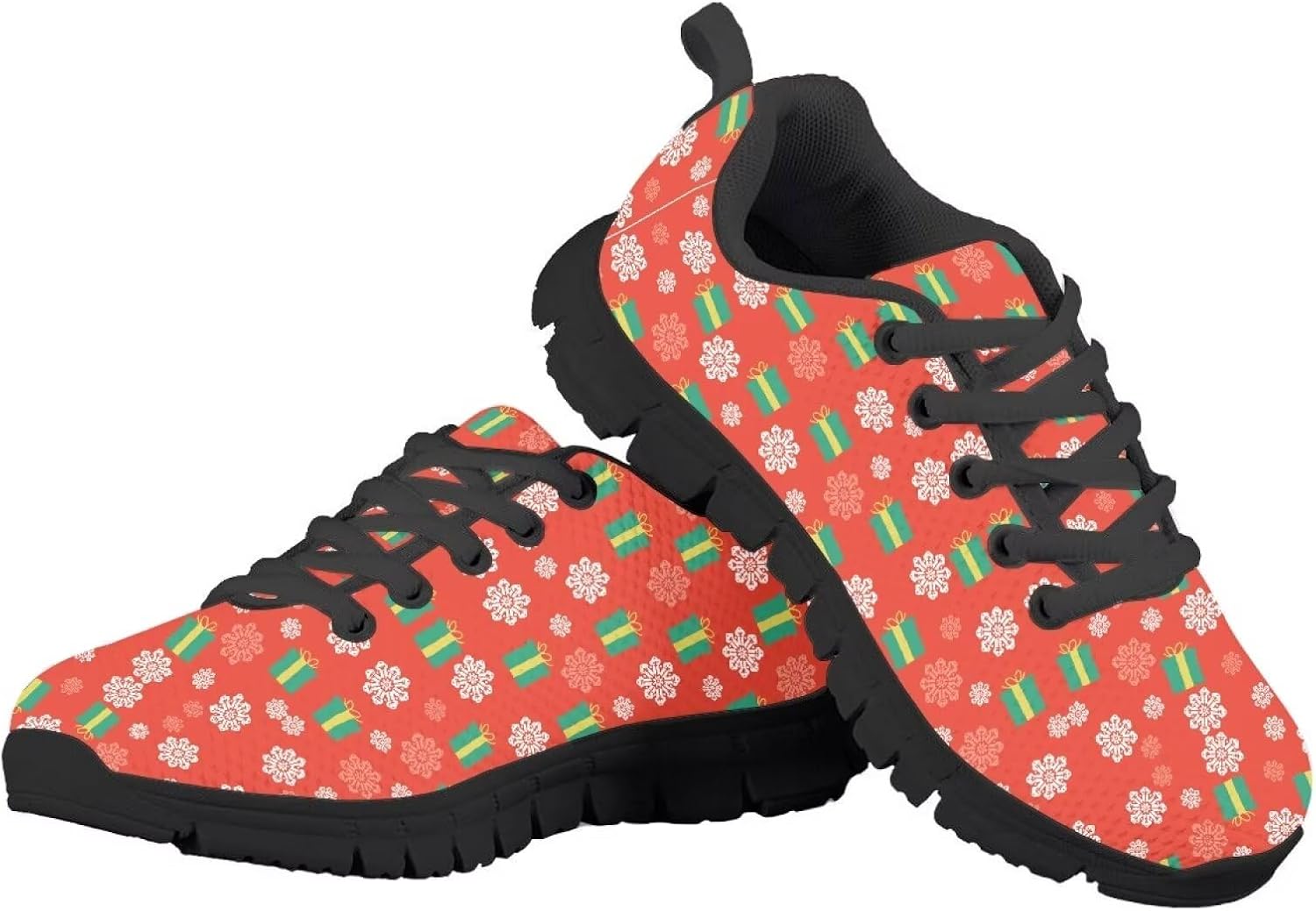 

Рождественские детские легкие кроссовки для бега, девочкам, на шнуровке, дышащие, противоскользящие теннисные кроссовки для маленьких детей (Размер 11-13) / больших детей (Размер 1-5) Quxjehoe, Santa Claus