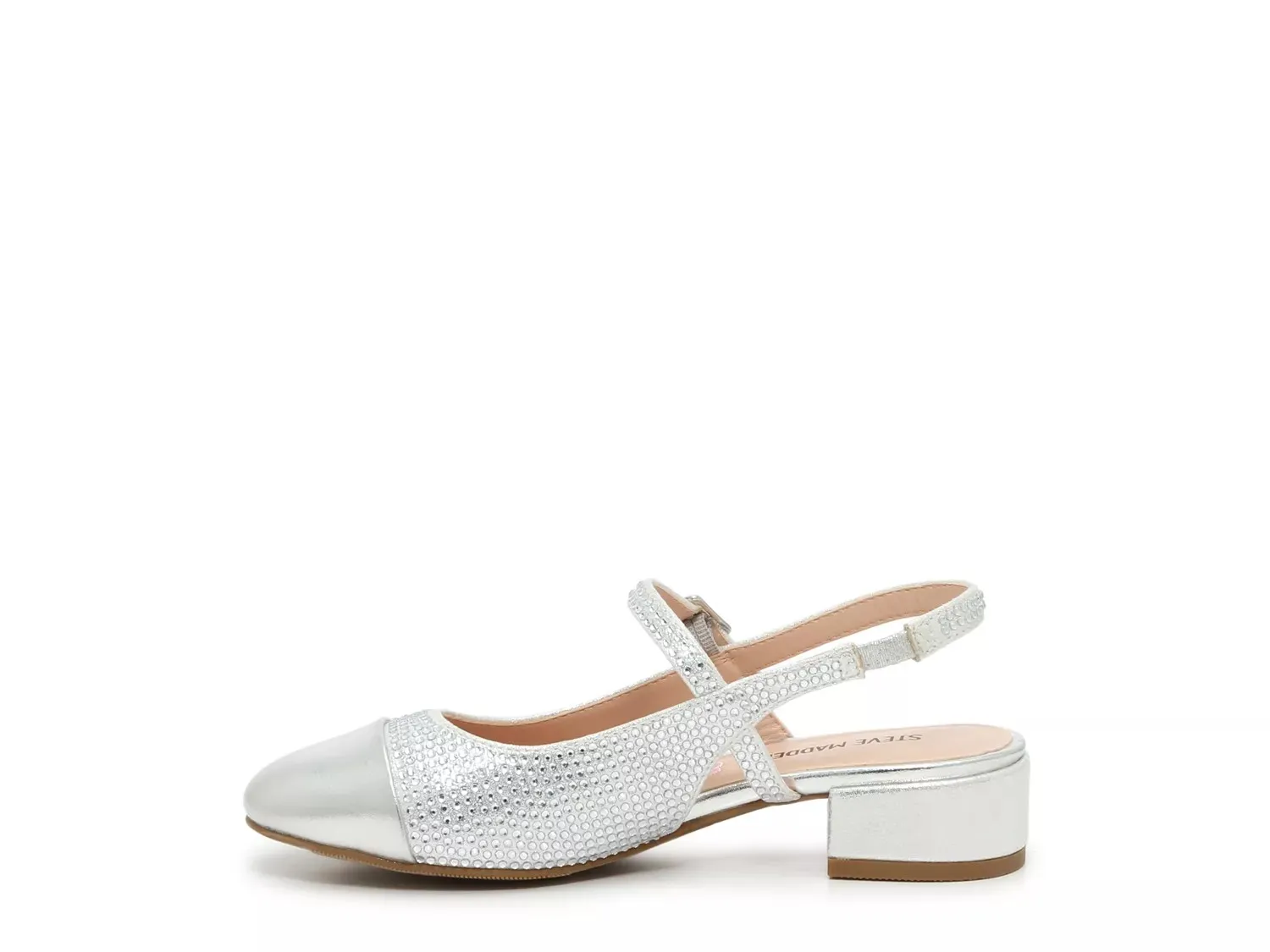 Туфли-лодочки Steve Madden Belinda Slingback Pump - детские, серебристый металлик — фото 3