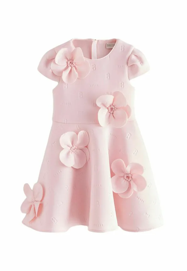 Платье повседневное, прямого кроя, с тисненым узором в виде корсажа. Baker By Ted Baker, Pink