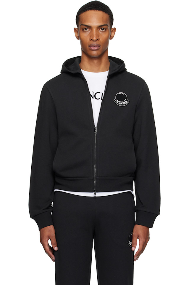 

Хлопковый худи с молнией Logo Moncler, черный