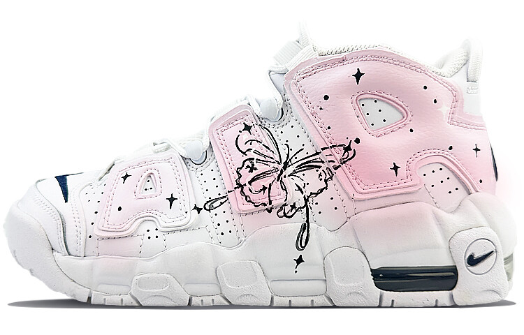Кроссовки Nike Air More Uptempo Vintage Basketball Shoes Women's Mid-Top Pink Black — фото 2