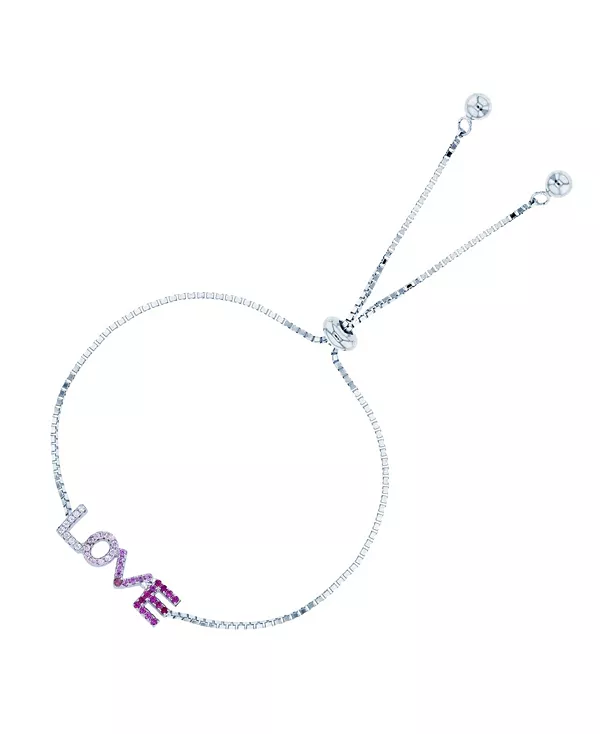 

Регулируемый браслет-боло с микропаве из кубических цирконий, стерлинговое серебро (также из 14-каратного розового золота поверх стерлингового серебра) Macy'S, white