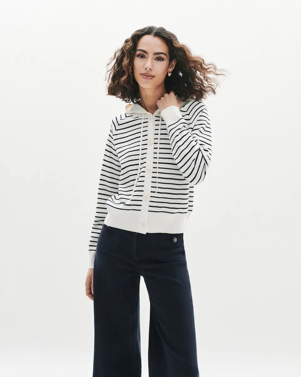 

Женский кардиган с капюшоном и полосатым принтом Caroll, белый/черный