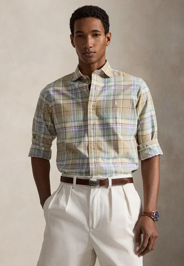 Рубашка оксфордская Polo Ralph Lauren, хаки выцветший мятный мульти