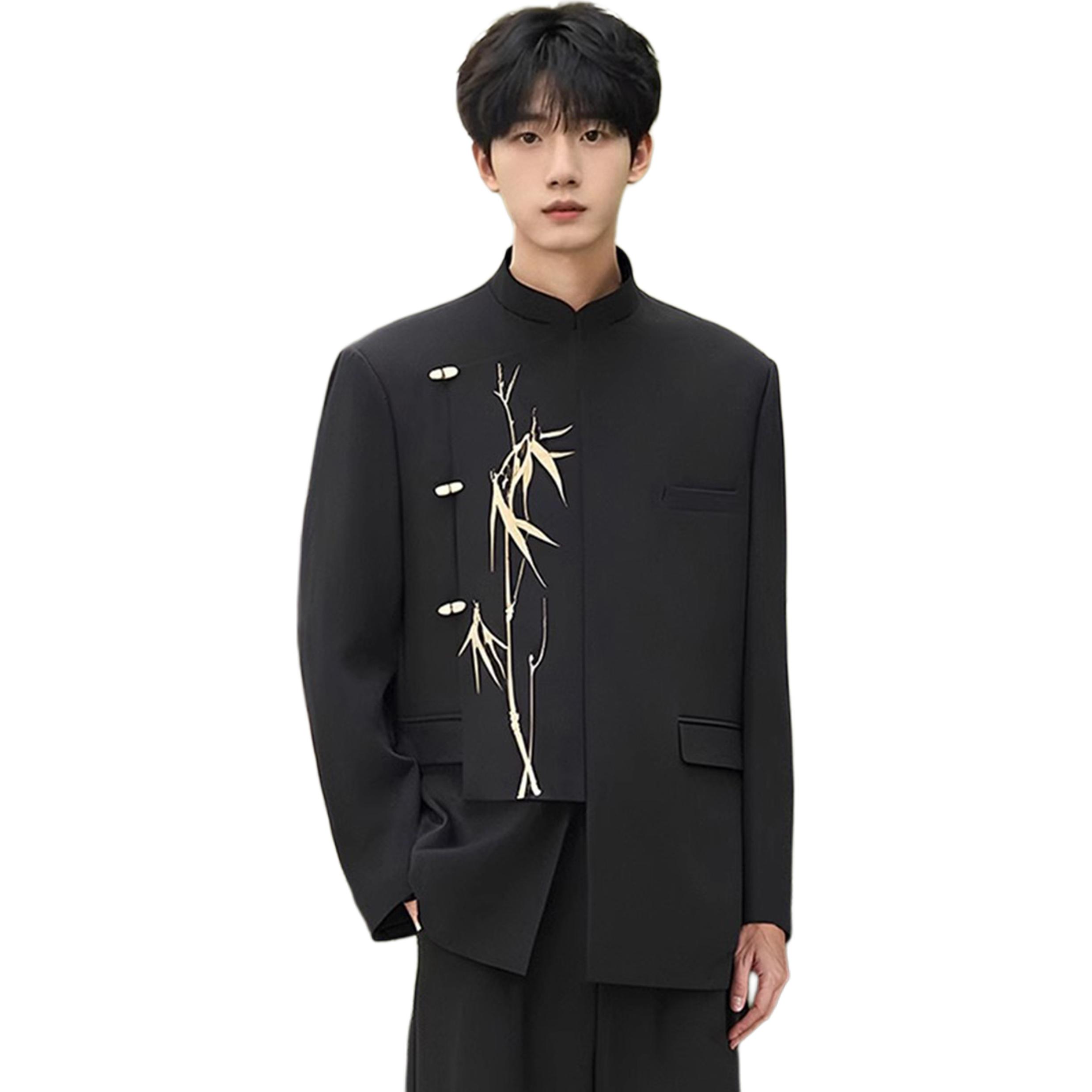 

ZIAREL Костюм деловой Unisex Black Stand Collar Moderate