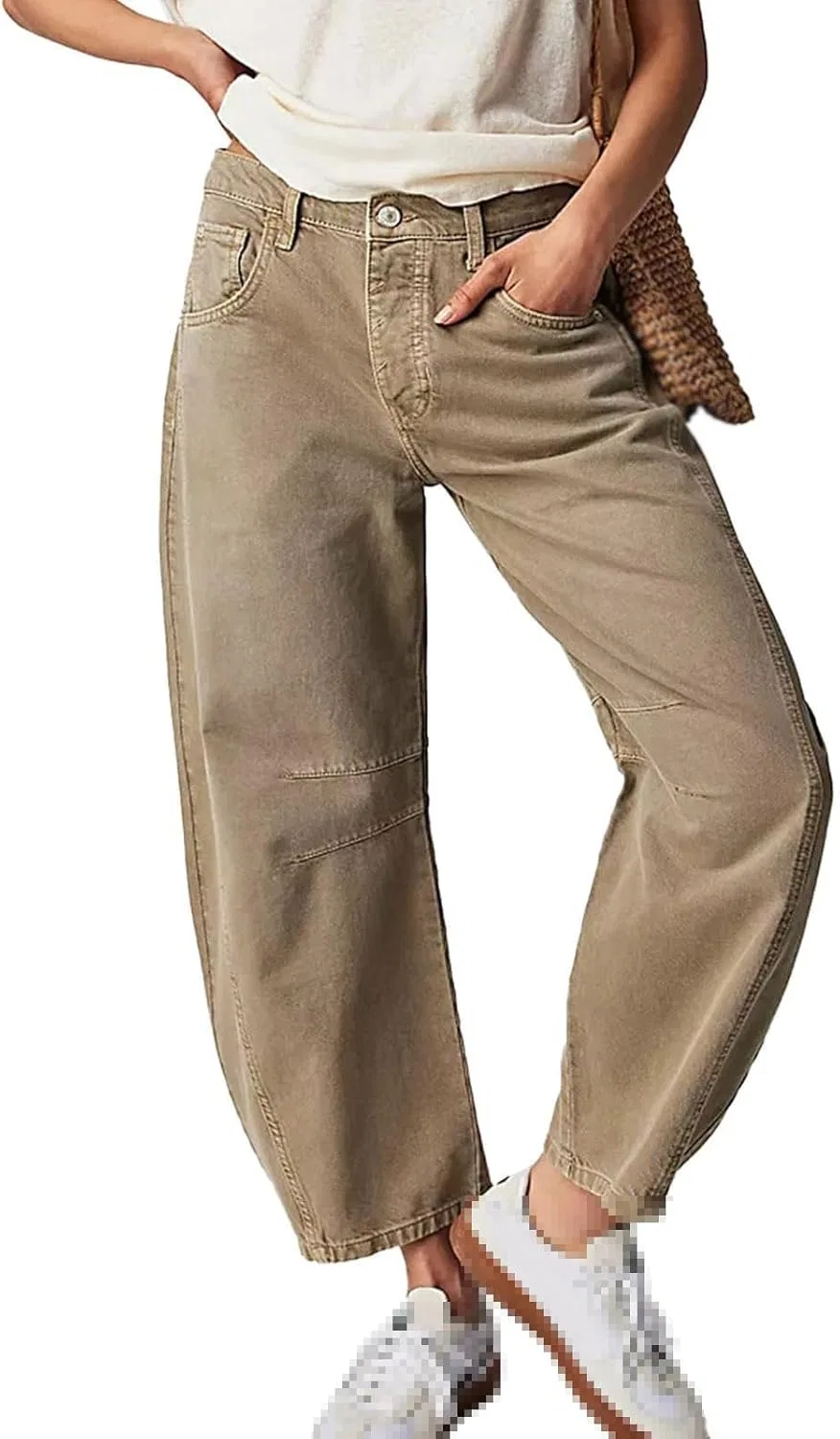 Джинсы женские, свободные, Khaki