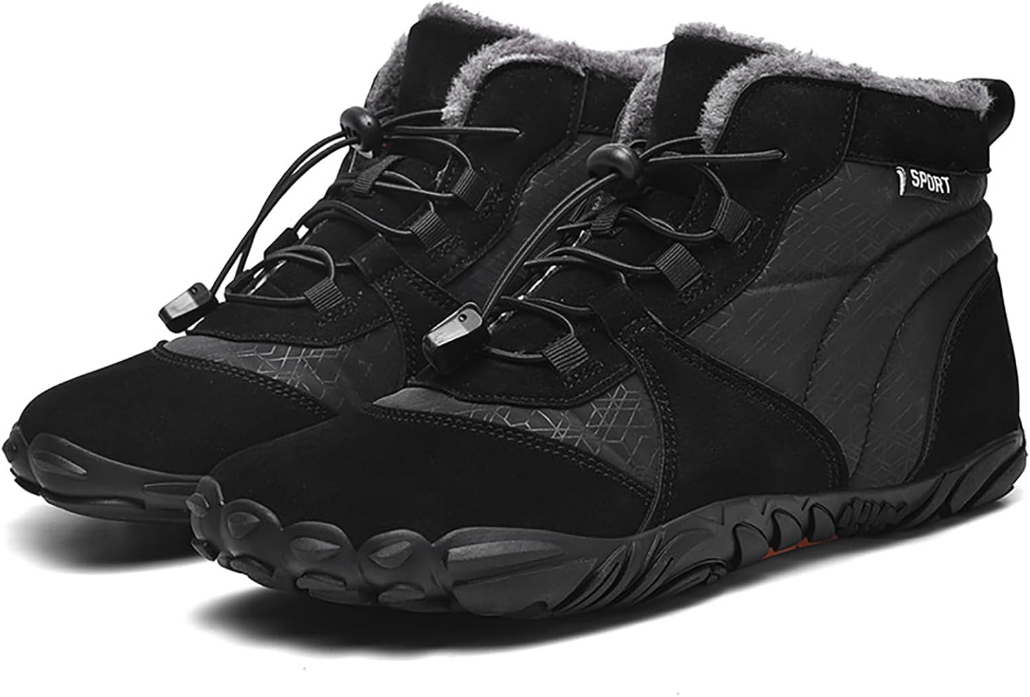 

Мужские замшевые походные ботинки на шнуровке с плоской подошвой, комфортные, с теплой меховой подкладкой, противоскользящие, носимые, зимние ботинки для бега по тропам на улице Forevercan, черный