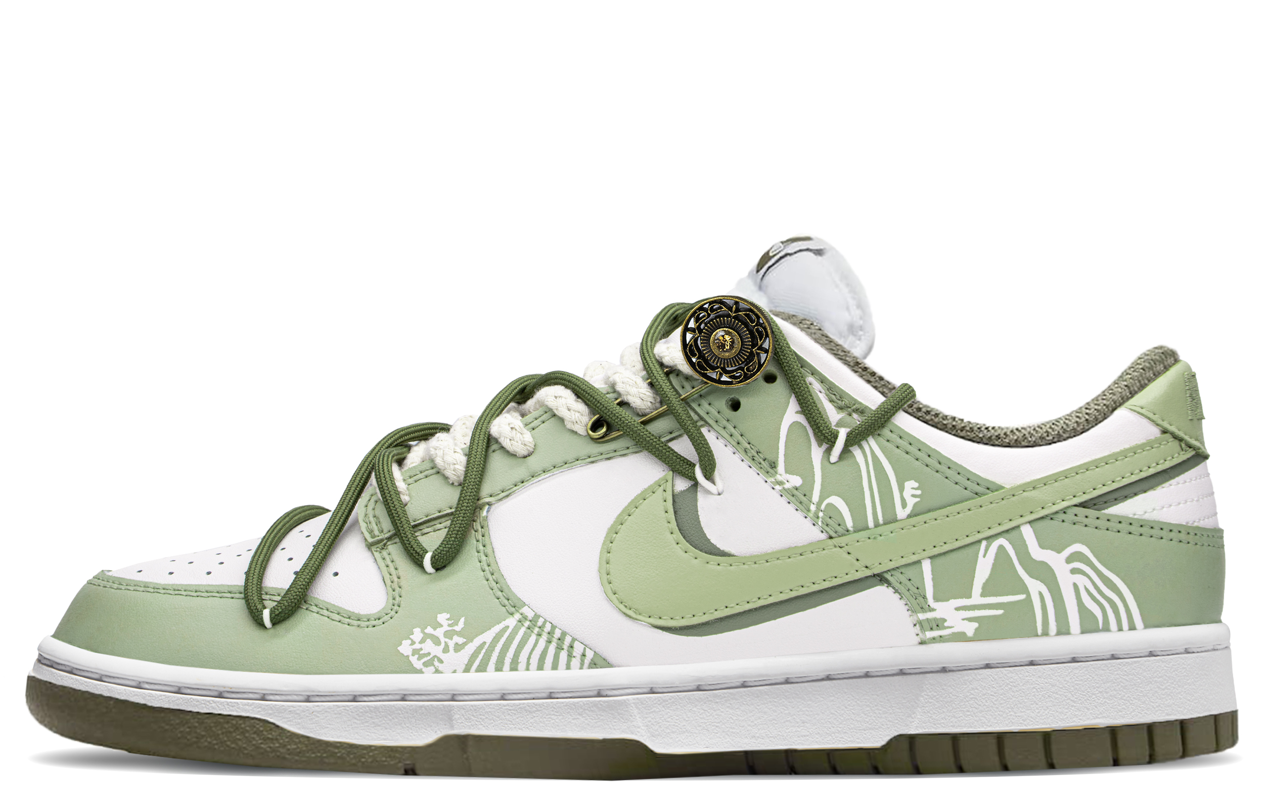 

Кроссовки Nike Dunk Skateboarding Shoes Women's Low-top Beige/green, зеленый