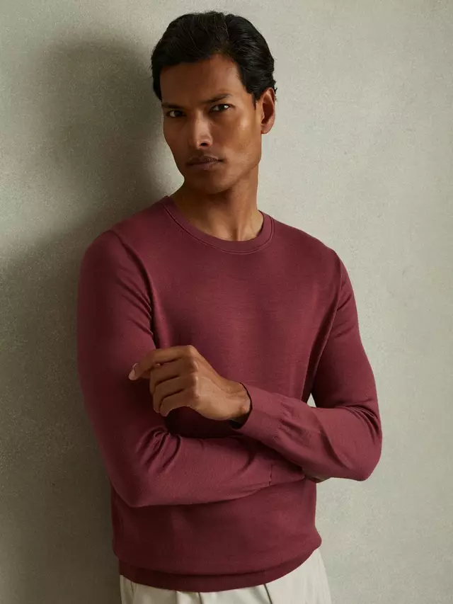 

Джемпер Reiss Wessex Wool Crew, цвет cherry/pink