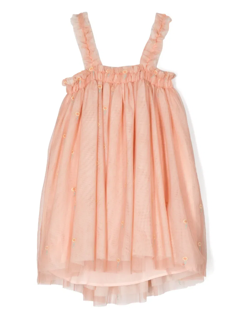 Сетчатое платье с цветочной вышивкой Stella Mccartney Kids, розовый — фото 2