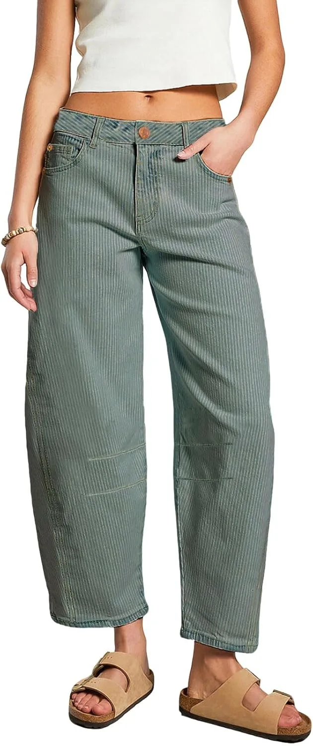 

женские повседневные штаны loveimgs в полоску, джинсовые, мешковатые, широкие