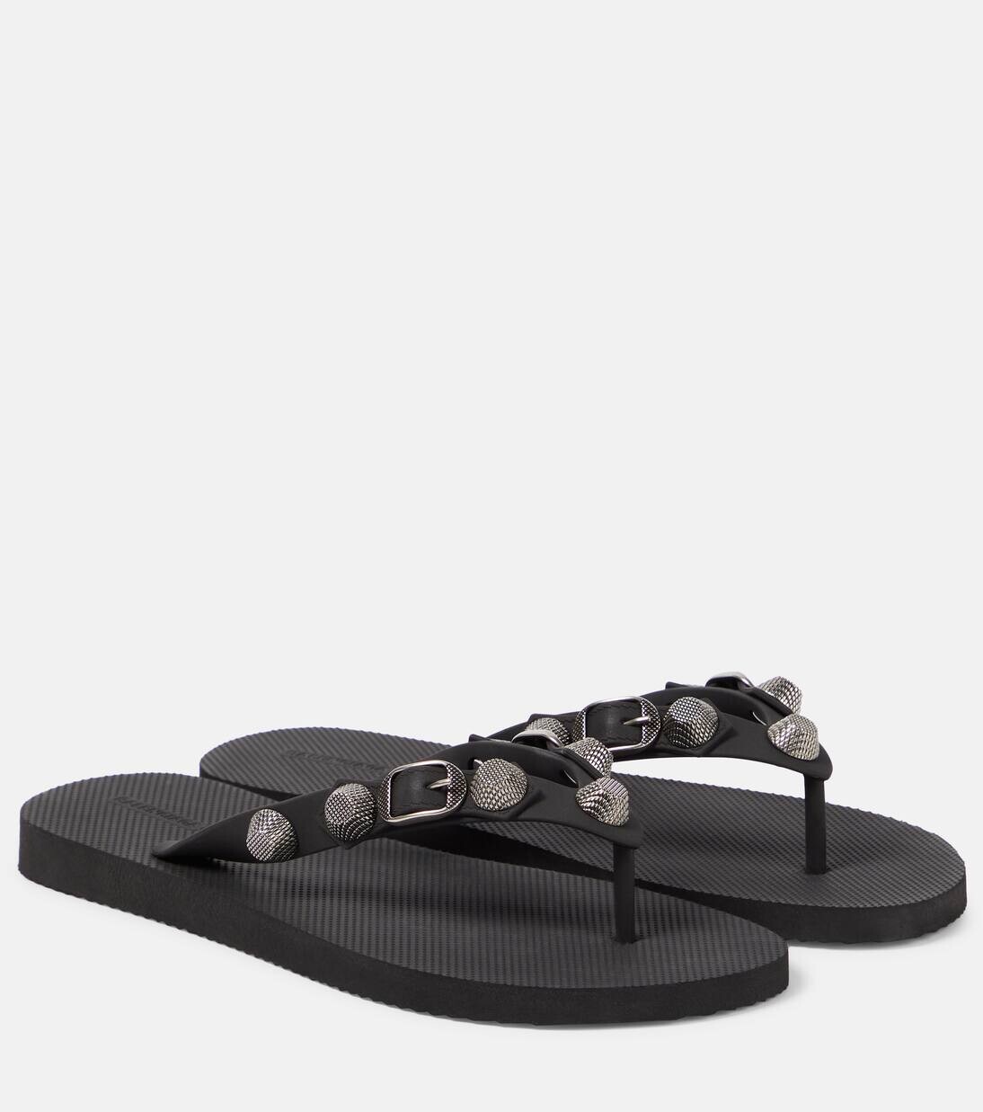 Босоножки-шлепанцы Cagole с декором Balenciaga, цвет black/silver