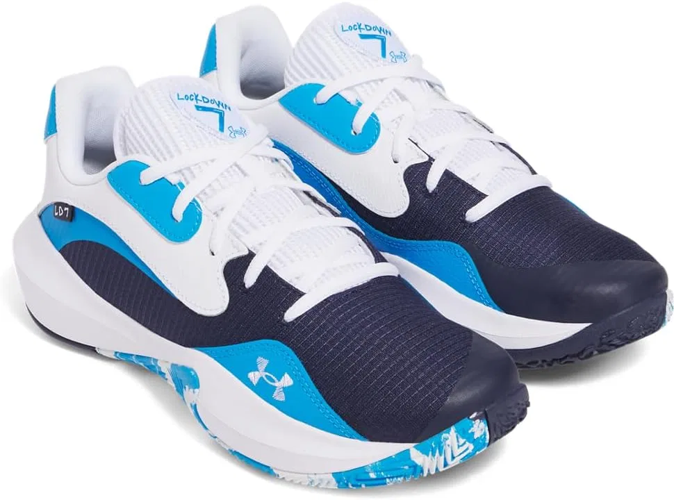 Мужские баскетбольные кроссовки Under Armour UA Lockdown 7 Low, Midnight Navy Electric Blue White — фото 2