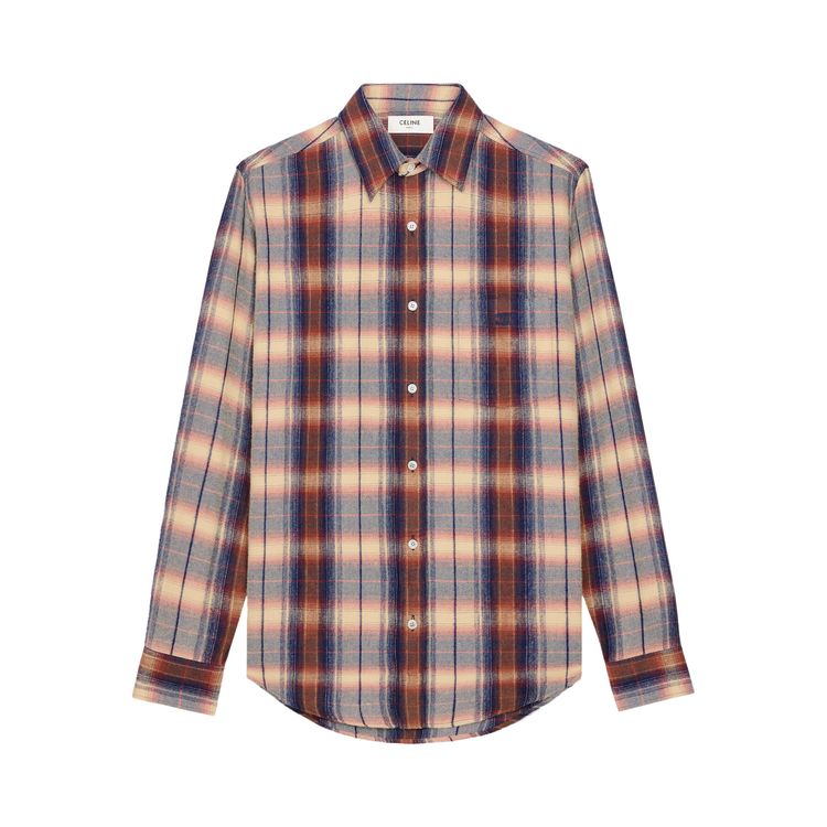 

Рубашка CELINE Check Pattern Viscose Shirt 'Vanilla/Navy/Red', белый