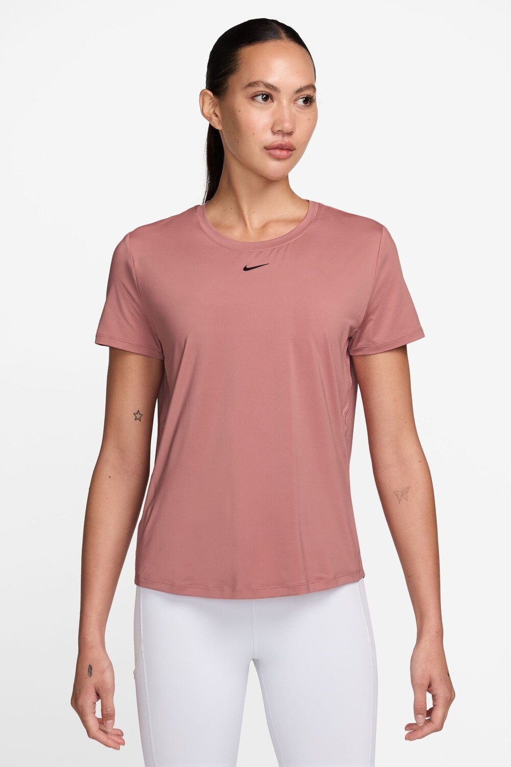 

Один классический топ с короткими рукавами Dri Fit Nike, розовый