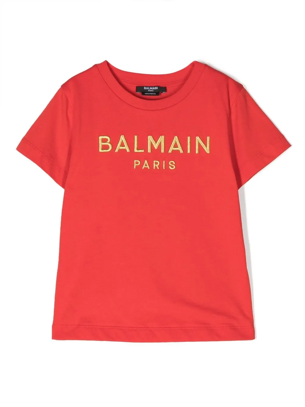 

Футболка с вышитым логотипом Balmain Kids, красный