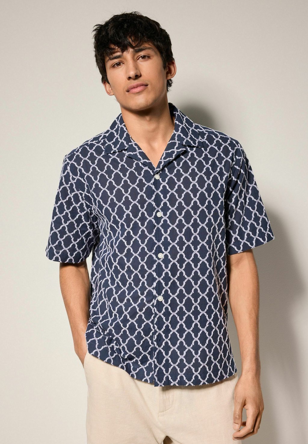 

Рубашка REGULAR FIT - TRELLIS TEXTURED SHORT SLEEVE Next, синий