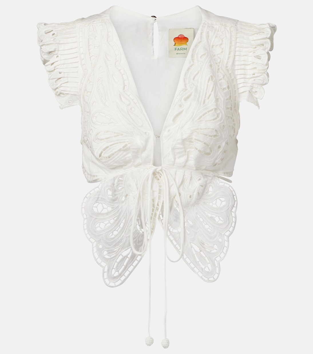

Топ из хлопка с вышивкой ришелье Farm Rio, Off-White