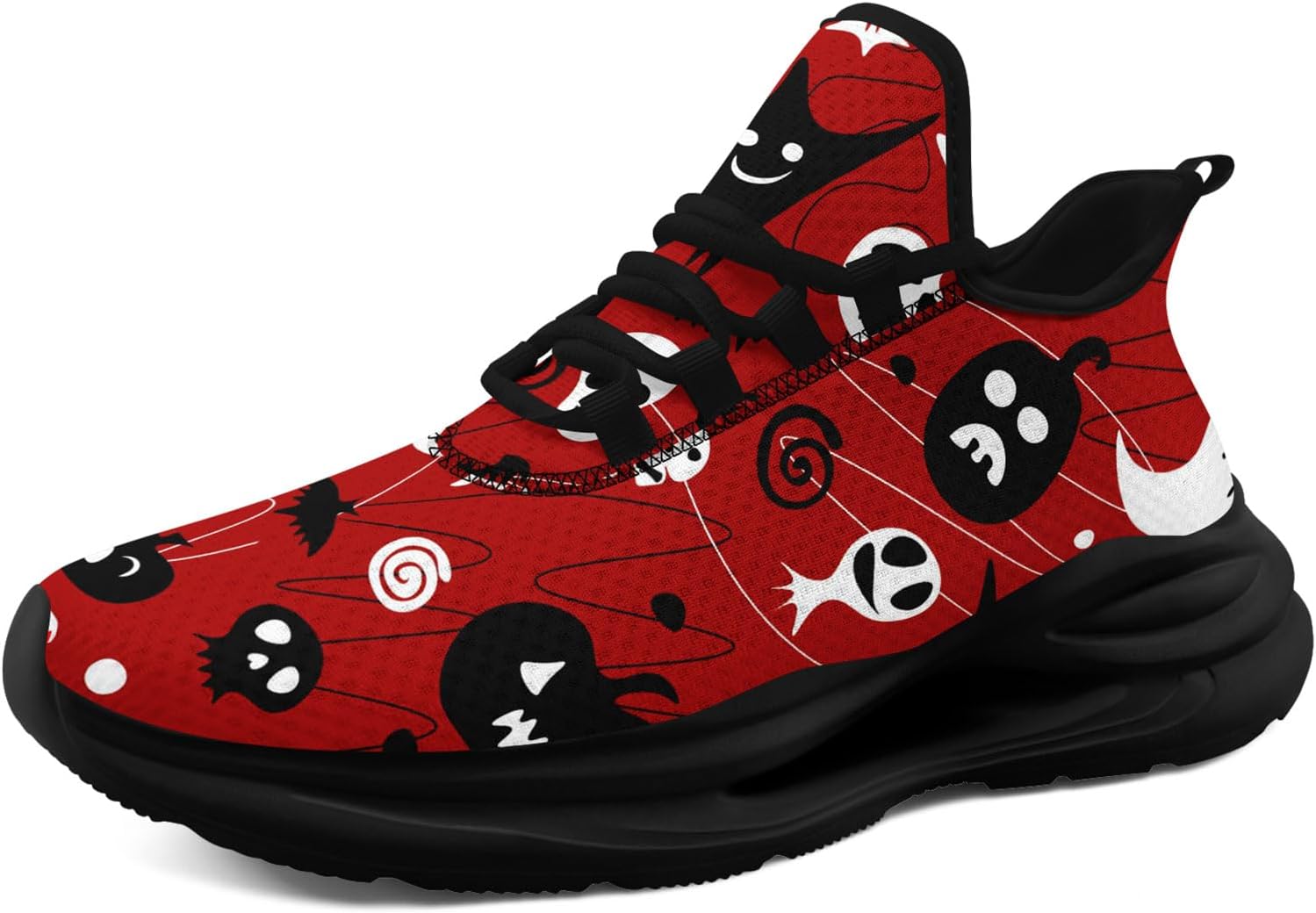 

Легкие дышащие кроссовки AWSOLE на Хэллоуин для мужчин и женщин, подарок, универсальные, с рисунком призрака и тыквы, удобные, с амортизирующей стелькой, для спортзала и бега, белый/черный/красный
