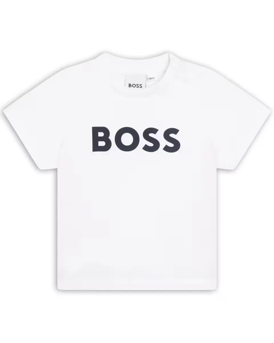 

Детская хлопковая футболка для мальчика BOSS Kidswear, белый