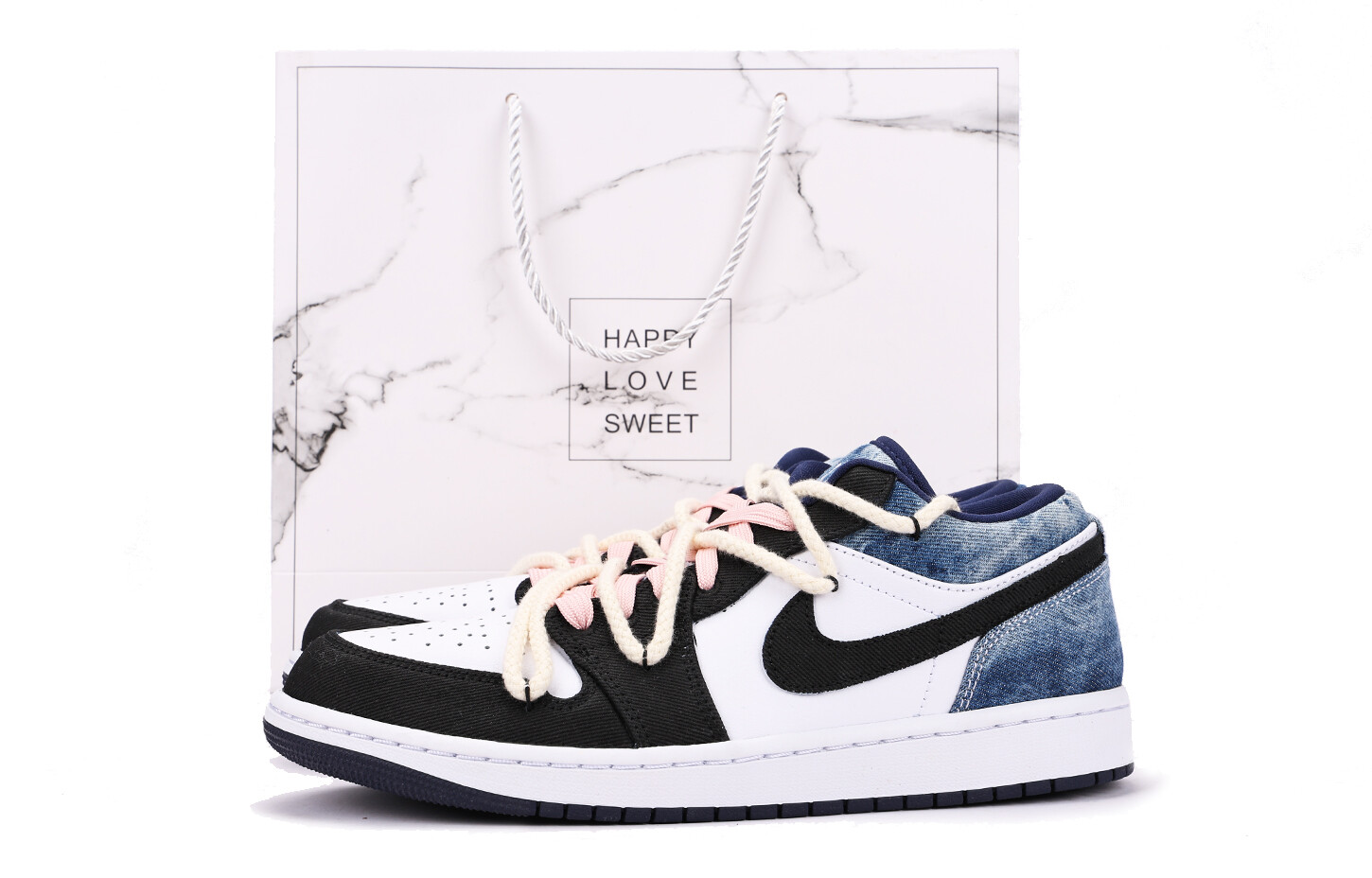 

Кроссовки Air Jordan 1 Vintage Basketball Shoes Men Low-top White, синий
