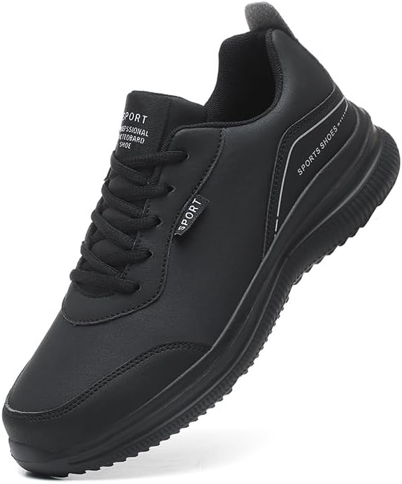 

Мужские кожаные водонепроницаемые кроссовки для бега, полностью черные, повседневные кроссовки, с мягкой подошвой, удобные, дышащие, для прогулок, противоскользящие спортивные туфли для мужчин Qacksv