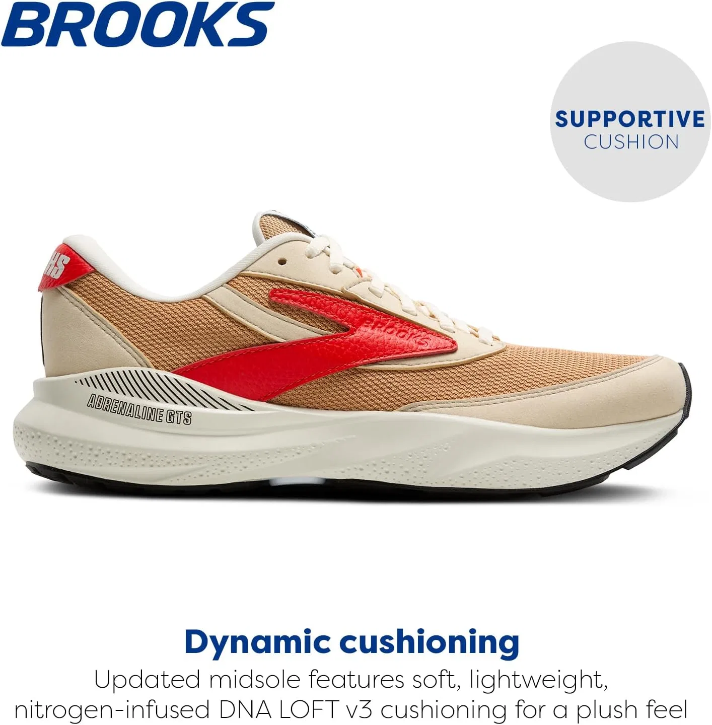 Мужские беговые кроссовки Brooks Adrenaline GTS 24 с поддерживающей подошвой, Taffy Cherry Tomato Black — фото 2