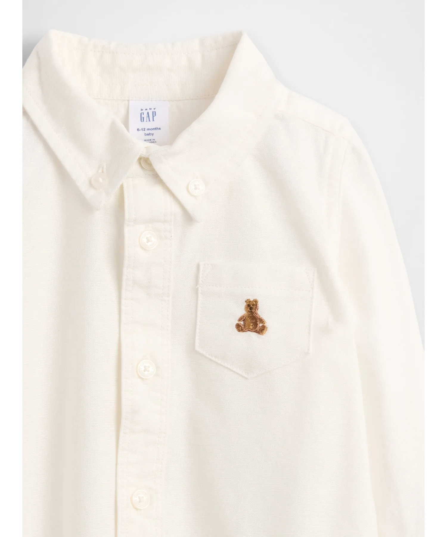 Детский боди из органического хлопка Oxford Front Button Bodysuit GAP off-white — фото 4