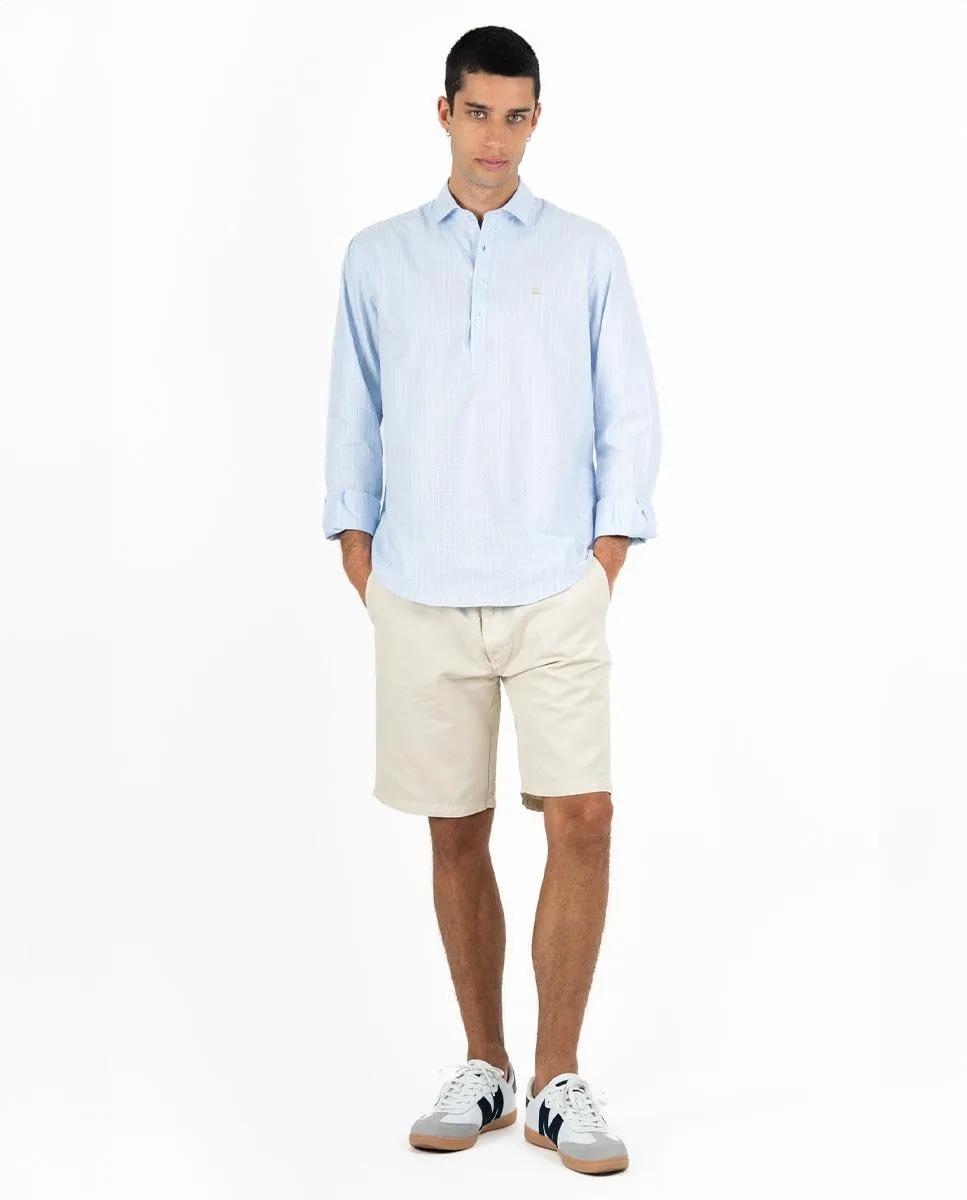 

Мужская хлопковая рубашка классического кроя в полоску Makarthy, светло-голубой