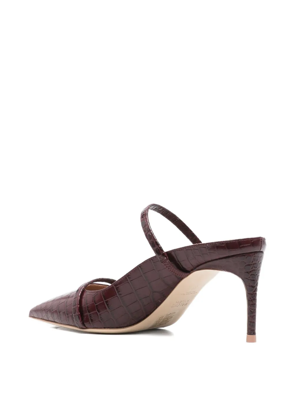 70-миллиметровые кожаные мюли с вышивкой под крокодила Malone Souliers, красный — фото 3