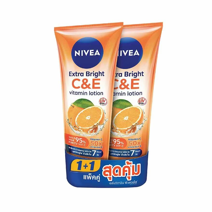 

Nivea Extra Bright C E Витаминный лосьон 320 мл. Двойной пакет, Orange