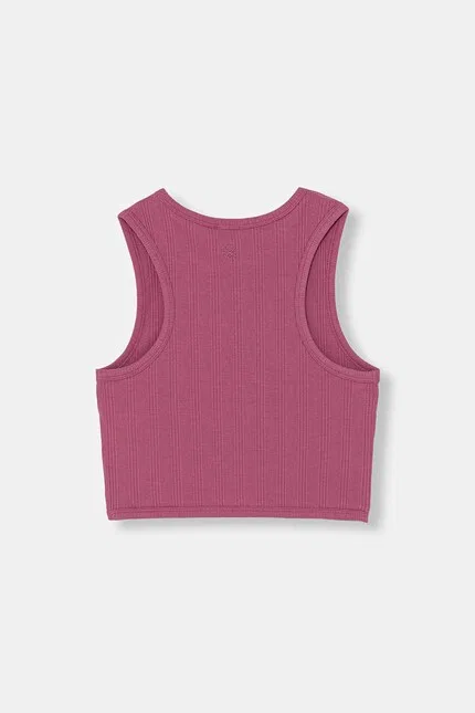 Топ-кроп без рукавов из эластичной бавовны United Colors of Benetton, фиолетовый — фото 2