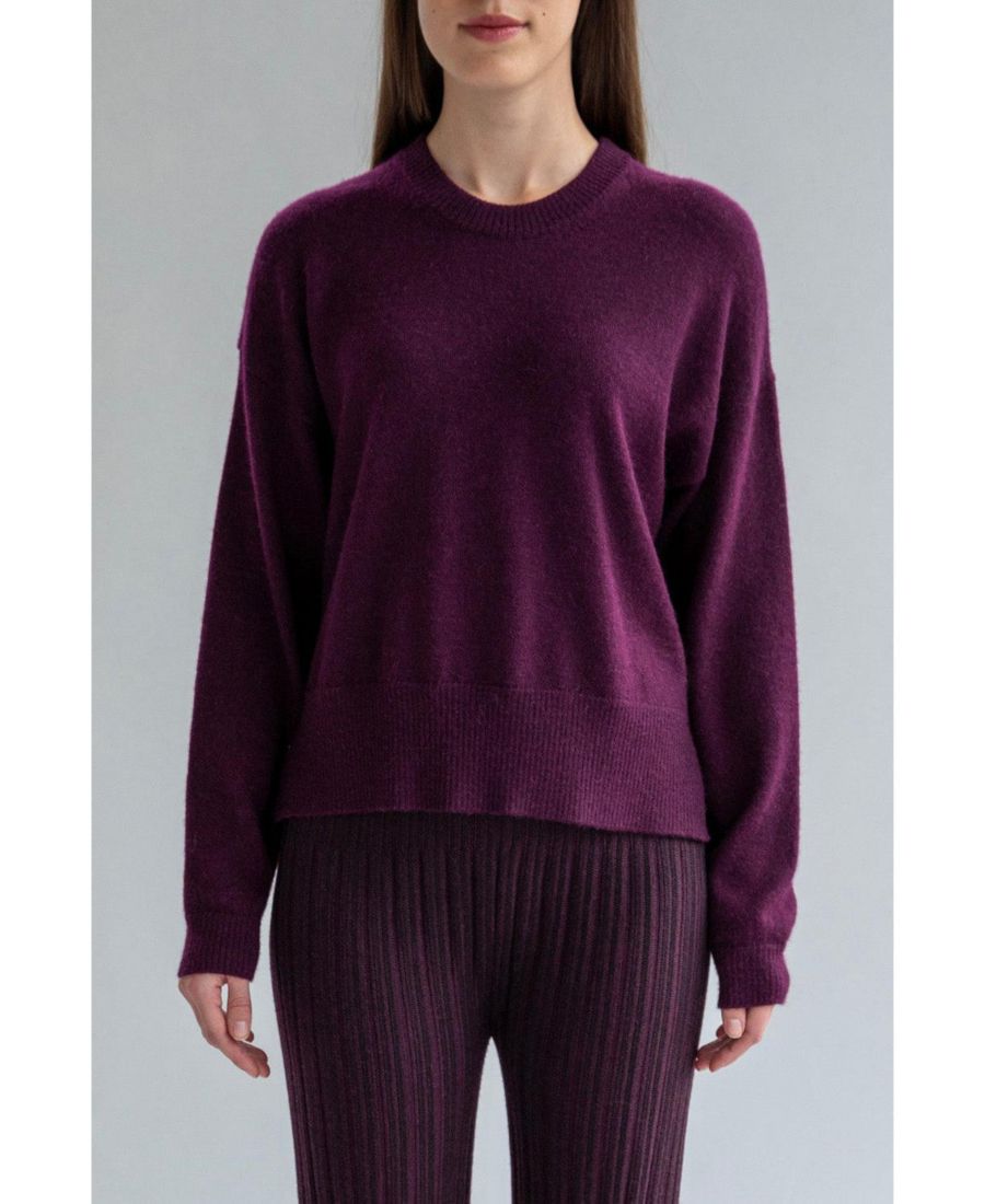 

Женский свитер свободного кроя с круглым вырезом SSKEIN, Aubergine