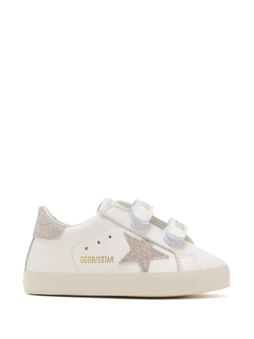 Кроссовки с блестящими звездочками на ремешках Golden Goose Kids, белый