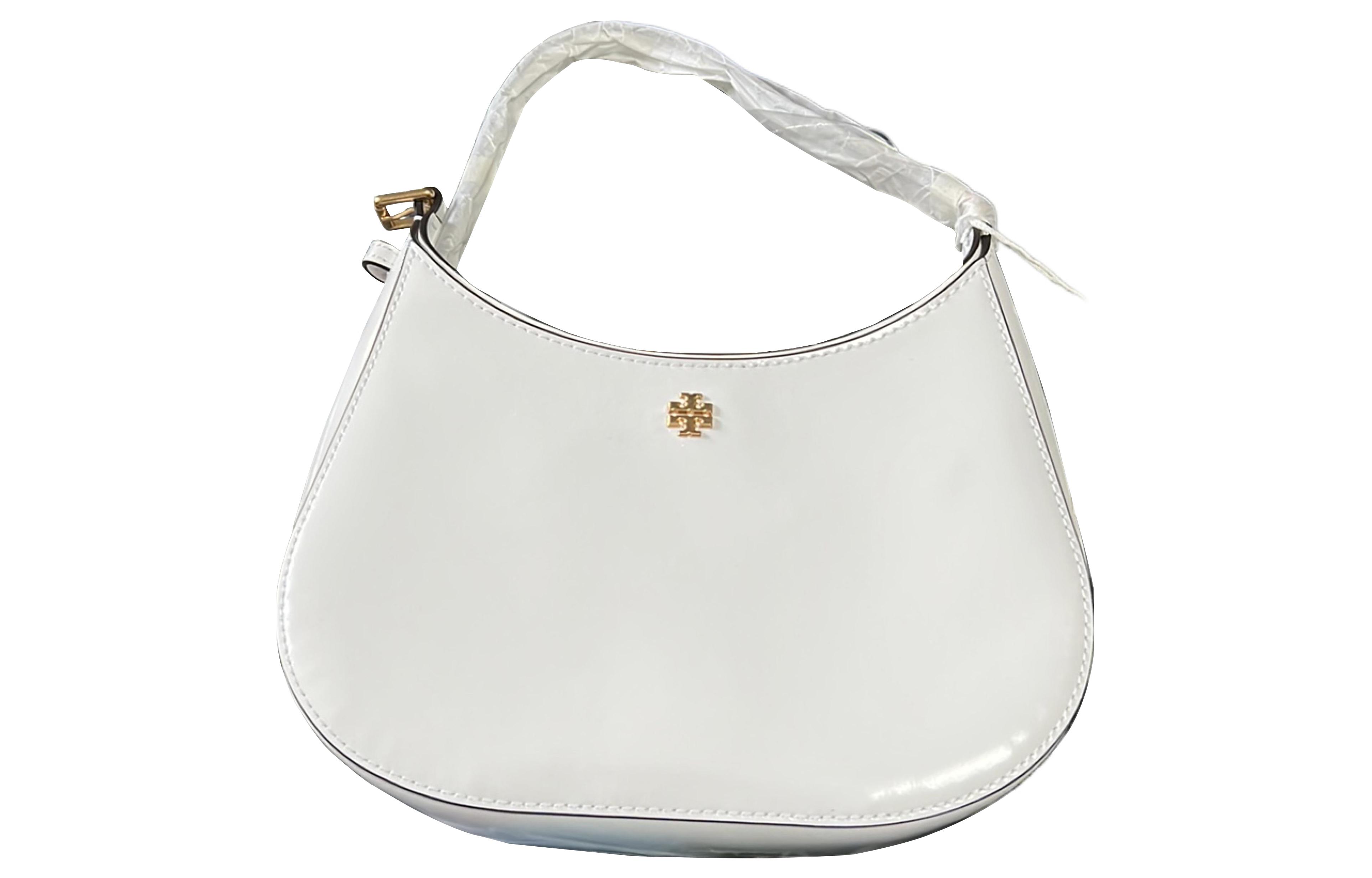 

TORY BURCH Сумка-хобо Emerson Leather Crescent Bag, сумка через плечо, женская, белого цвета, небольшого размера