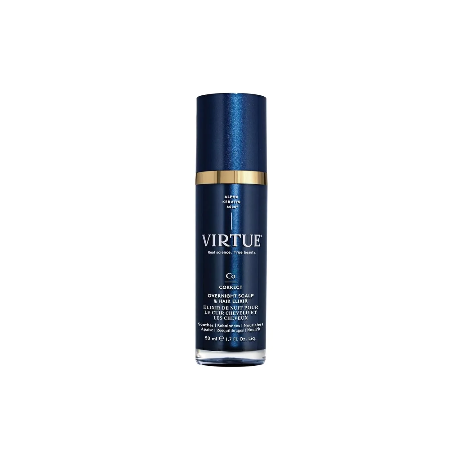 VIRTUE Correct ночной эликсир для кожи головы и волос, без лекарственных препаратов, протестировано дерматологами, безопасно для всех типов волос, 1,7 жидких унций