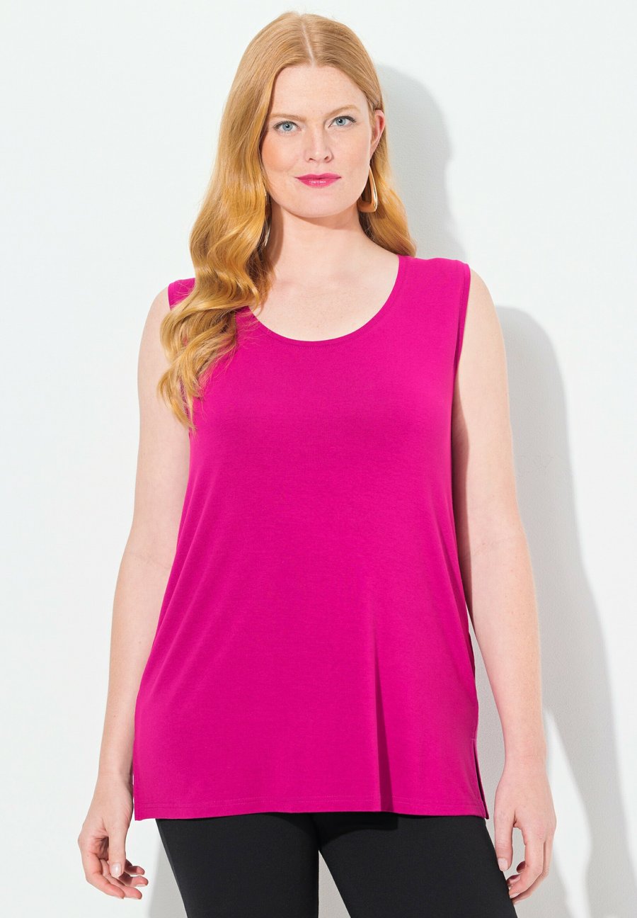 

Топ Ulla Popken GROSSE GRÖSSEN BREIT TRÄGER RUNDHALS SEITENSCHLITZ -QUALITÄT, Magenta/Lilac