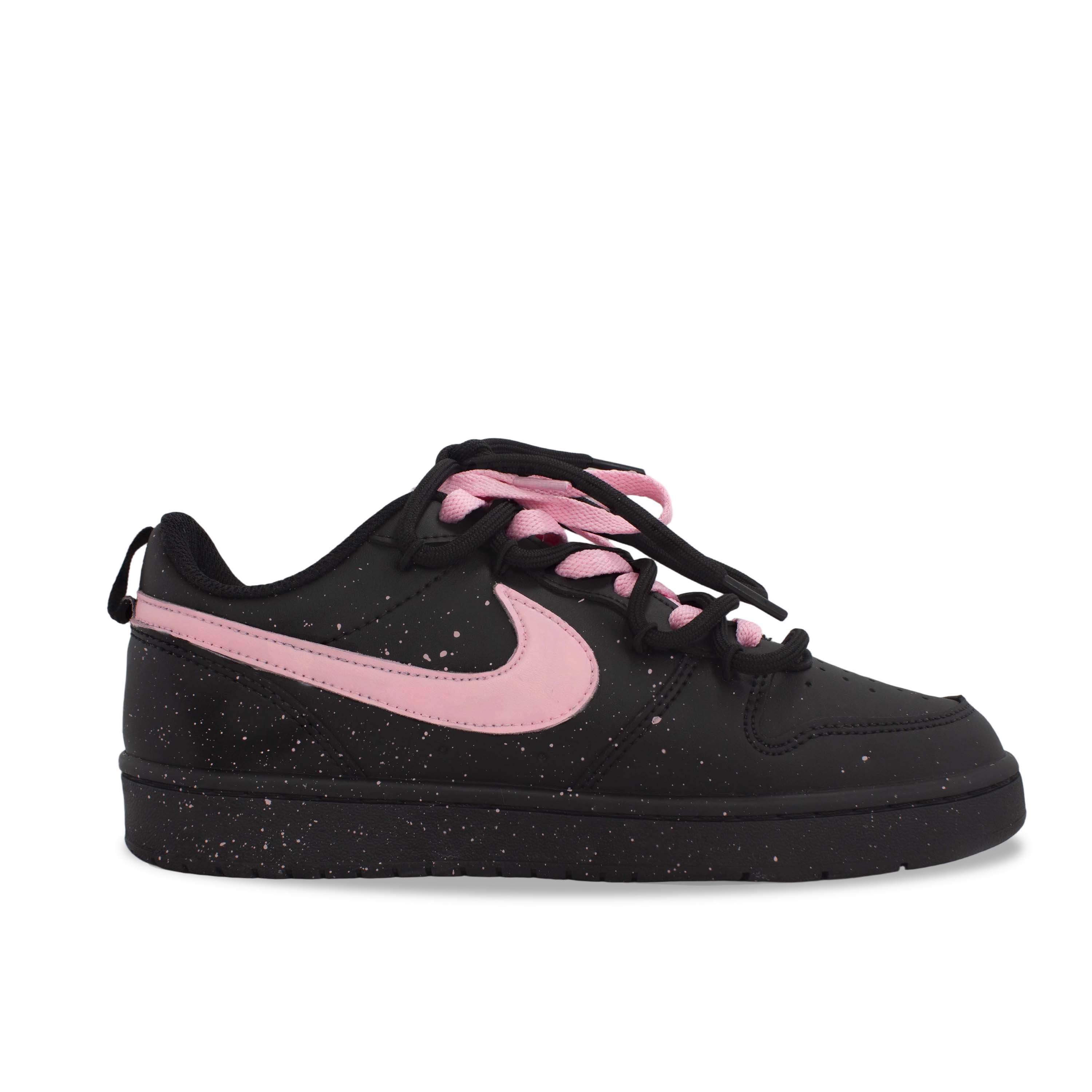 Nike Городские скейтерские кеды Court Borough в стиле urban chic с противоскользящей подошвой Cat Paw для детей, черно-розовые — фото 4