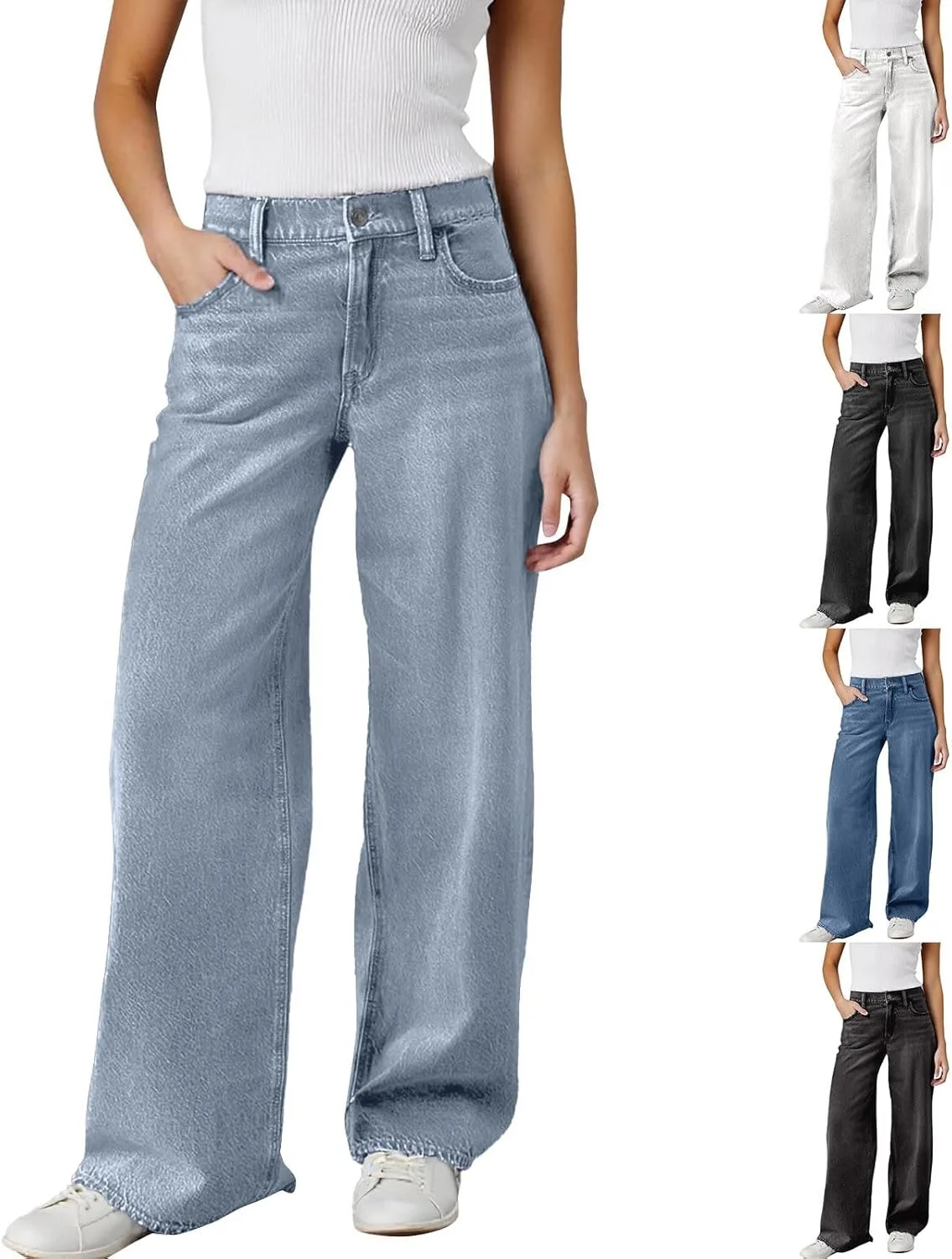 

Женские джинсы Wide Leg High Waisted Strechy Straight Leg с карманом HBDHEJL