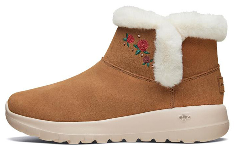 Женские ботинки Skechers зимние с вышивкой, бежевый