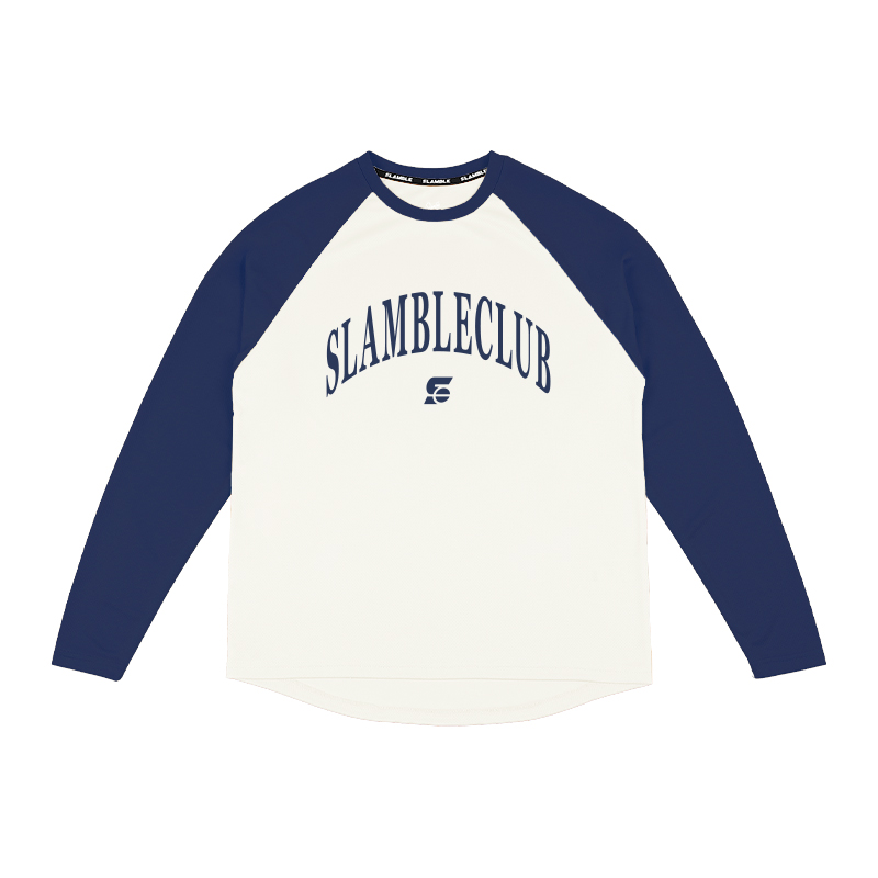 

Футболка с длинным рукавом Unisex Slamble, экрю & темно синий