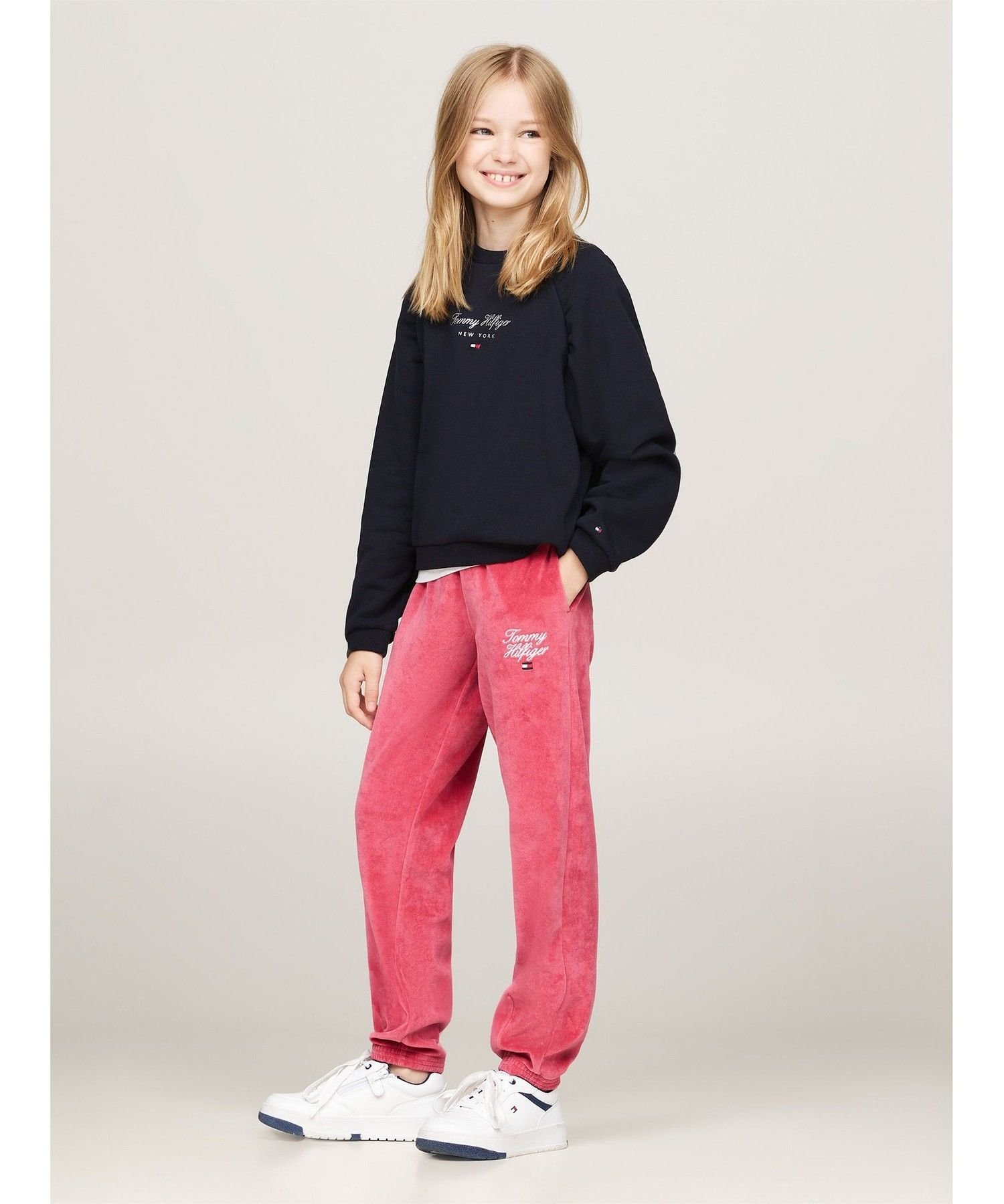 Велюровые брюки с надписью для девочек TOMMY HILFIGER, Pink XI0 — фото 4