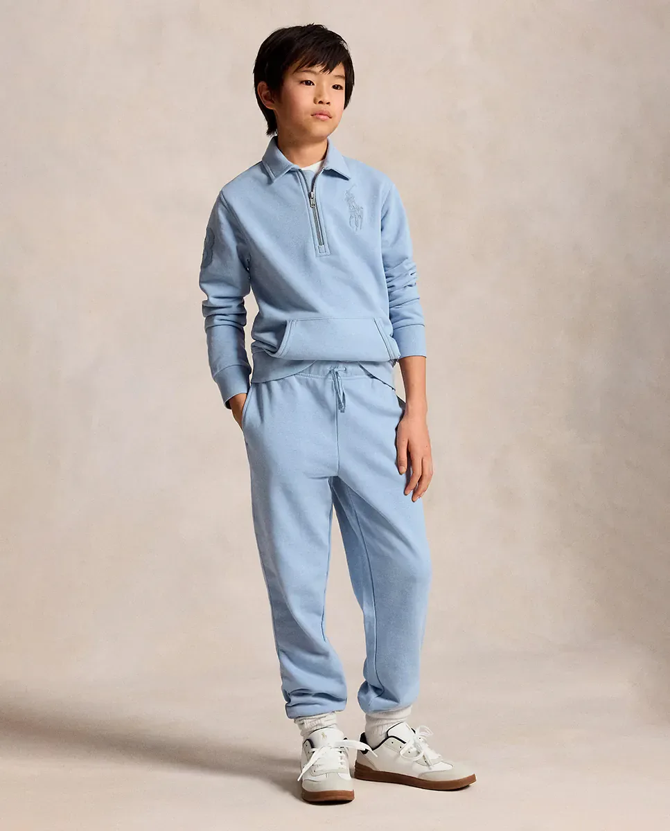 Унисекс свитшот с молнией до середины и большой вышивкой по цвету Polo Ralph Lauren, Cielo — фото 3