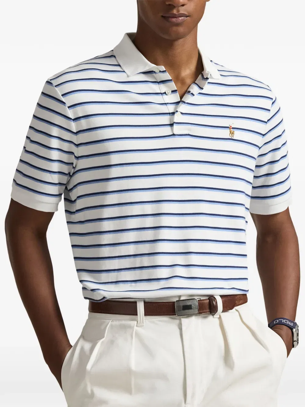 Полосатая рубашка-поло с логотипом Polo Ralph Lauren, белый — фото 3