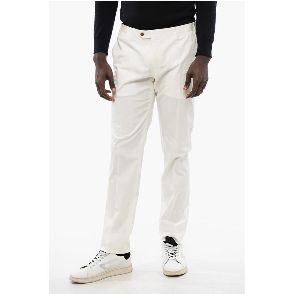 

Однотонные брюки из эластичного хлопка со шлевками для ремня Corneliani, White