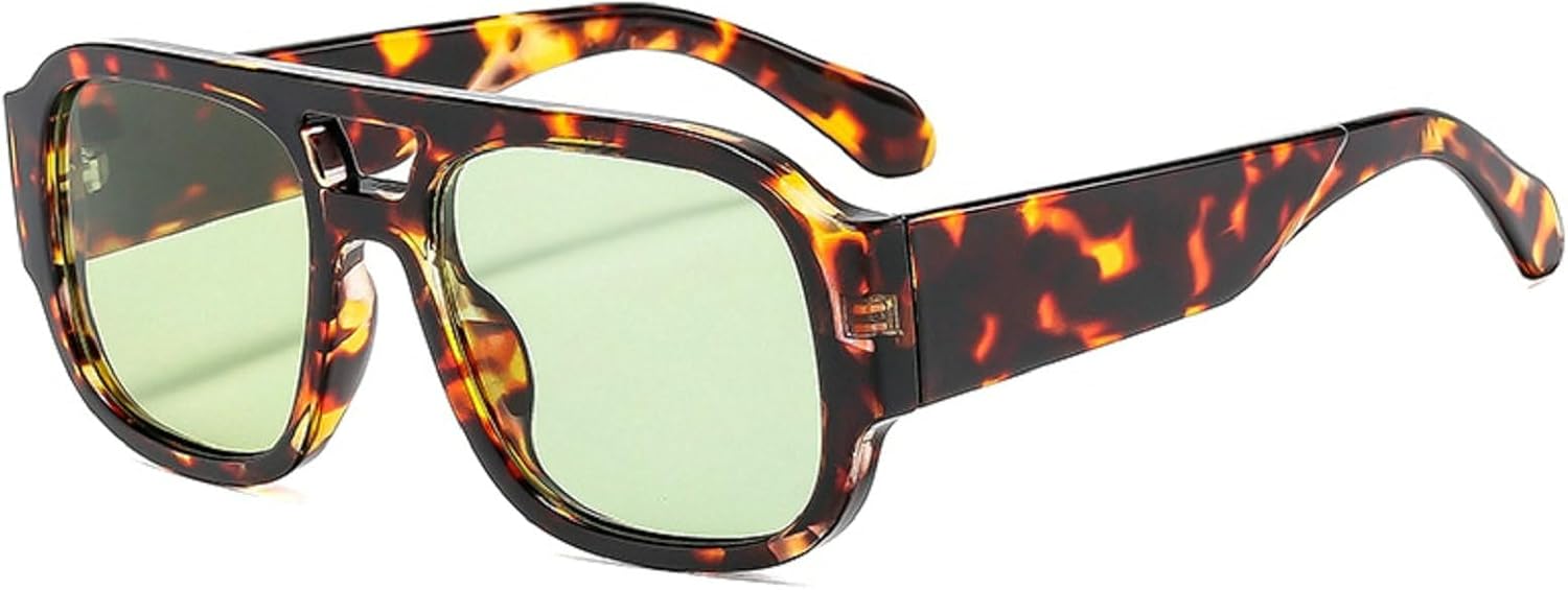 

Ретро квадратные солнцезащитные очки для женщин, модный дизайн, градиентные линзы, защита от УФ-излучения UV400, мужские солнцезащитные очки в стиле панк 86268 Melrose, Leopard Green